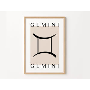 Gemini Zodiac Star Sign / Horoscope A4 Art Print