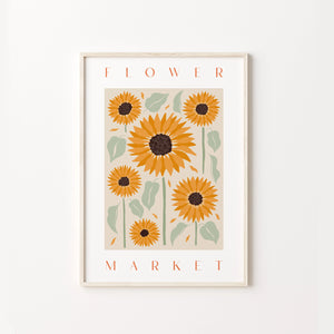 Sunflower Flower Market A4 Art Print