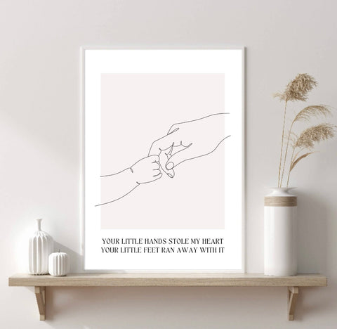 Baby Holding Hands Quote A4 Print